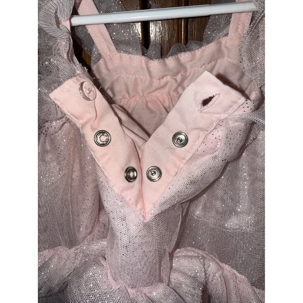 Cupcakes and Cashmere Baby Girls Pink Glitter Tulle Ruffle Dress 6-9M